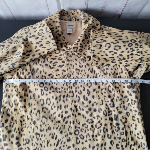 Chico’s 100% Soft Leather Leopard Print One Button Jacket Women’s 2x, Soft silky - Picture 6 of 8
